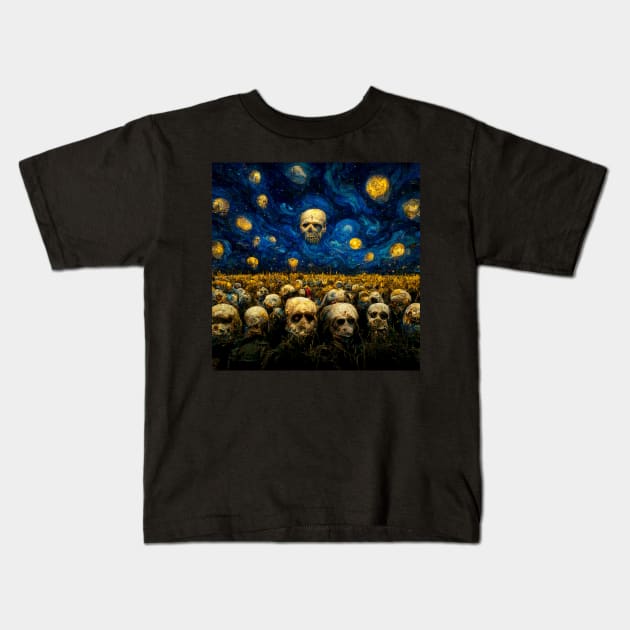 VAN GOGH STARRY STARRY SKULL Kids T-Shirt by BarrySullivan